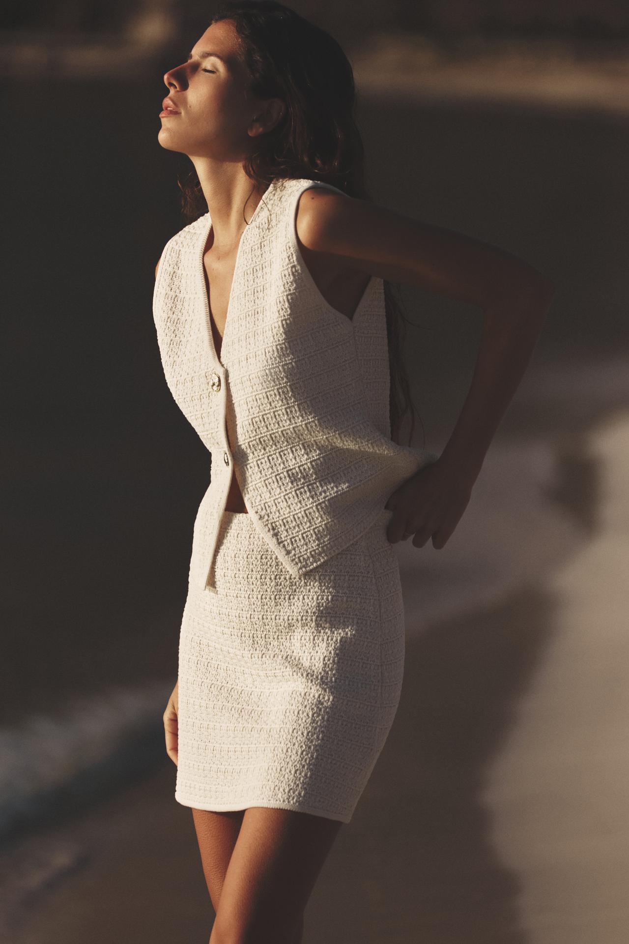 Zara Cream Knit Vest + Skirt