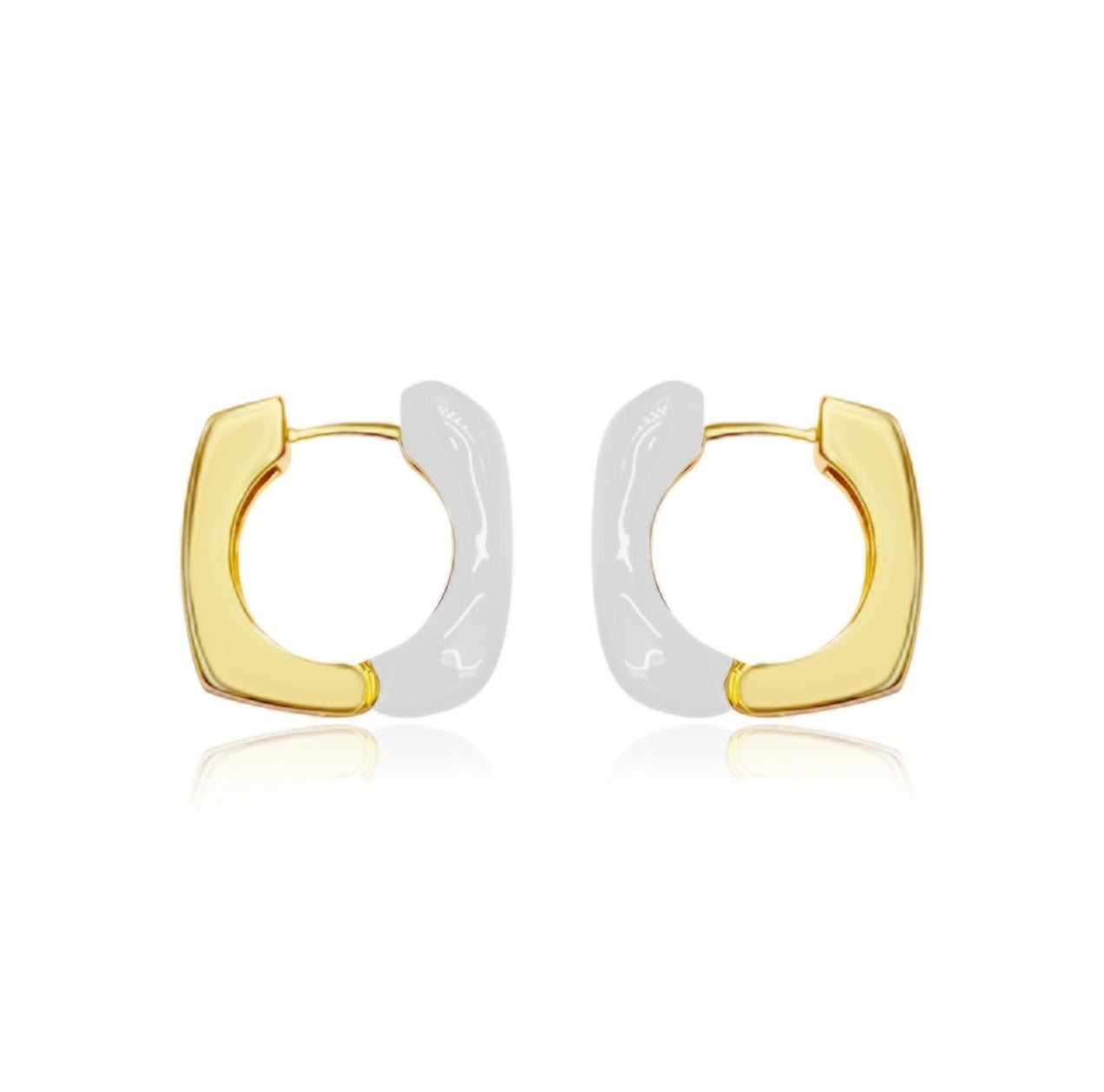 White Enamel Square Earrings