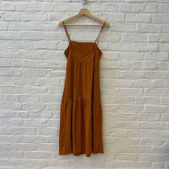 Zara Strappy Tank Tiered Sundress Midi Orange Dress