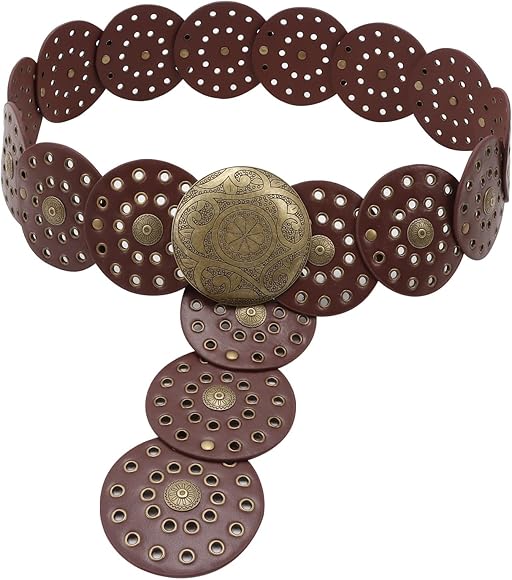 Hallow Disc Belt Western Style Metal Buckle Vintage Soft Belt