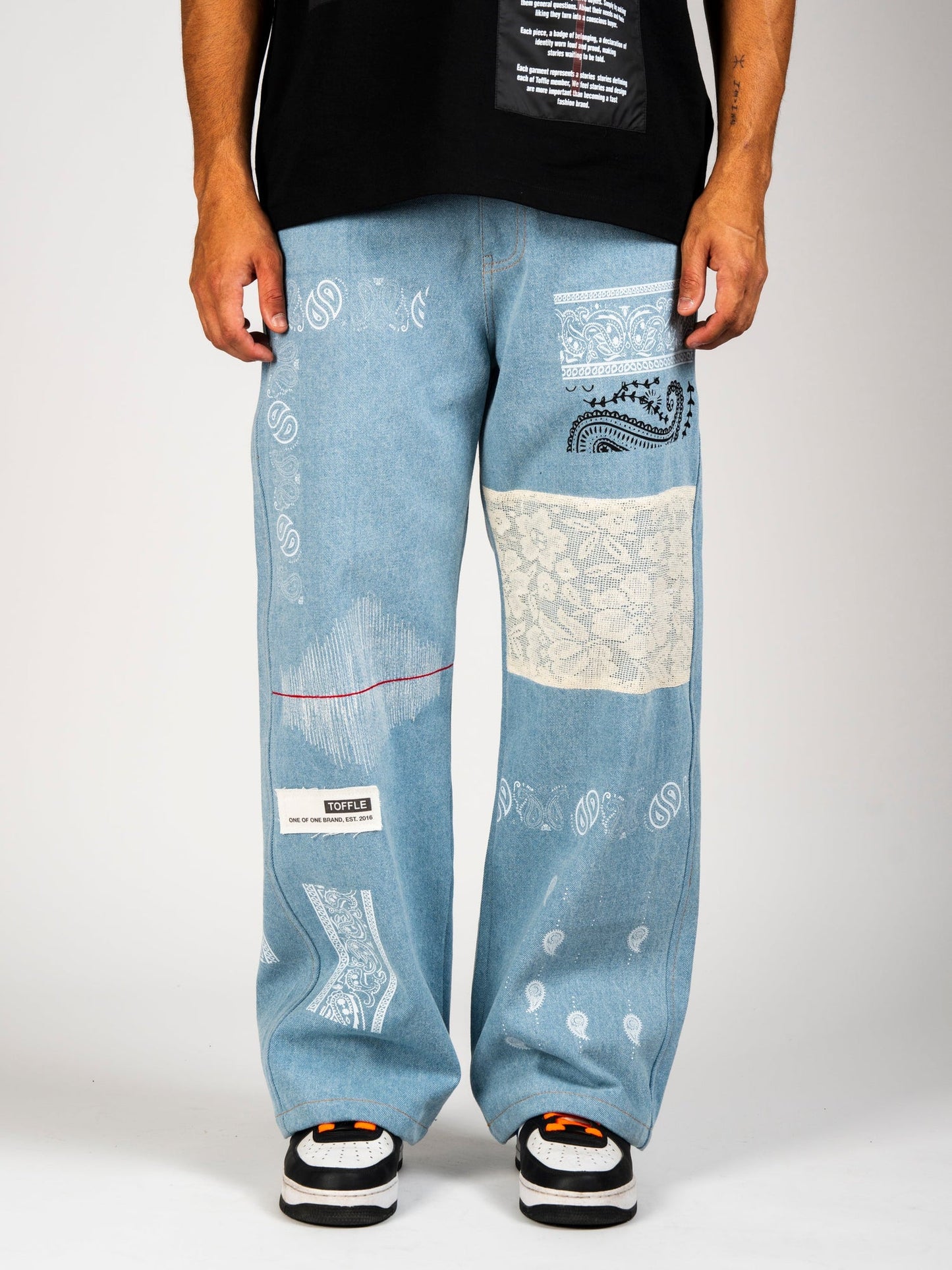 Toffle Light Blue Paisley Patch Jeans