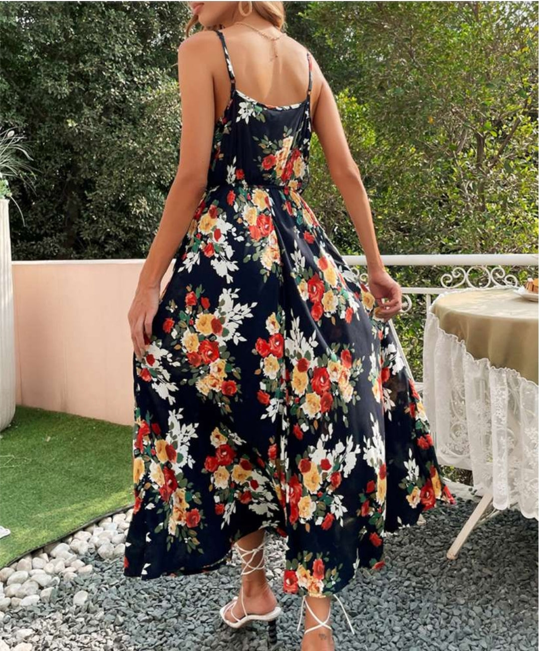 URBANIC Women Black & White Floral Wrap Dress