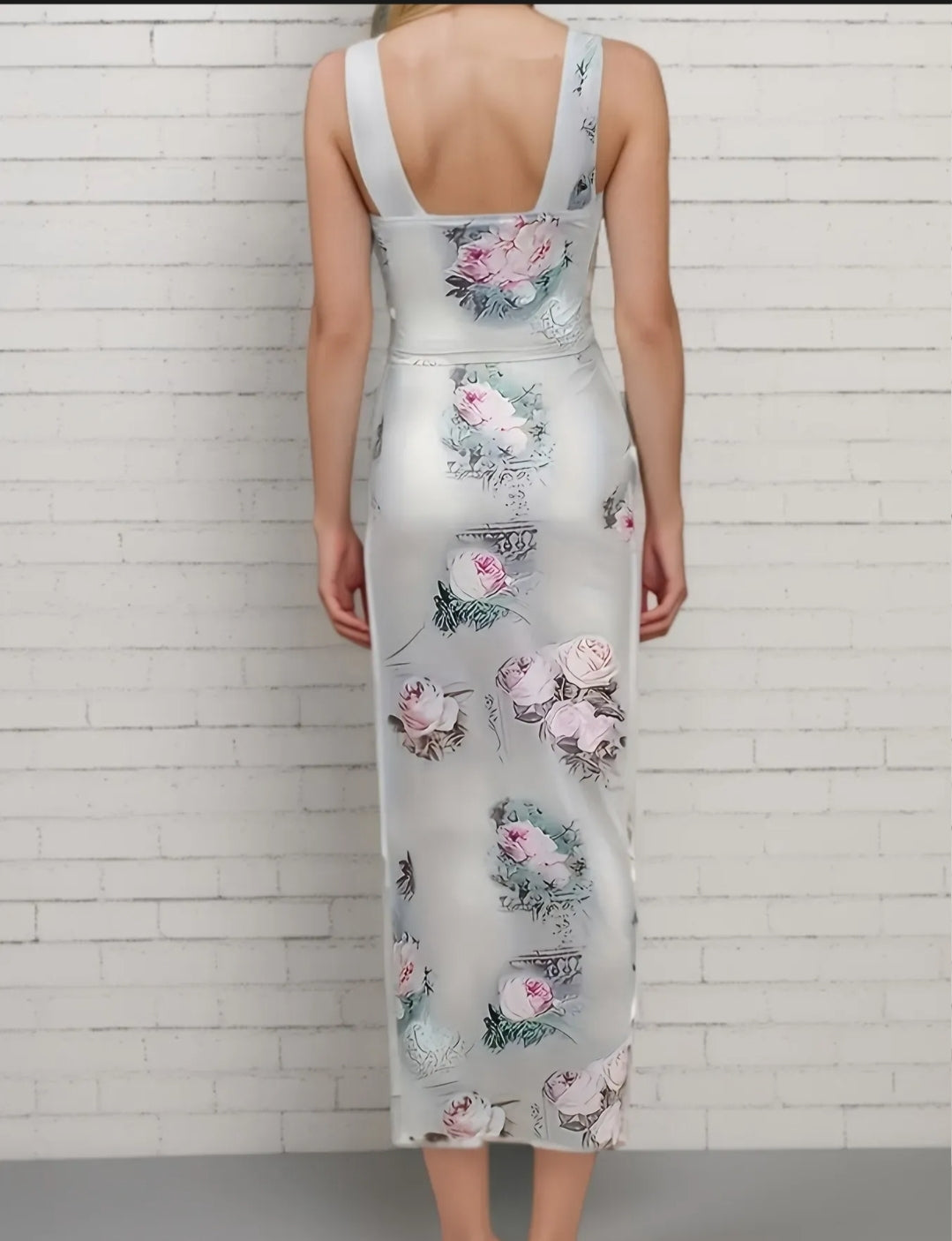 Light Grey Floral Draped Co Ord Set