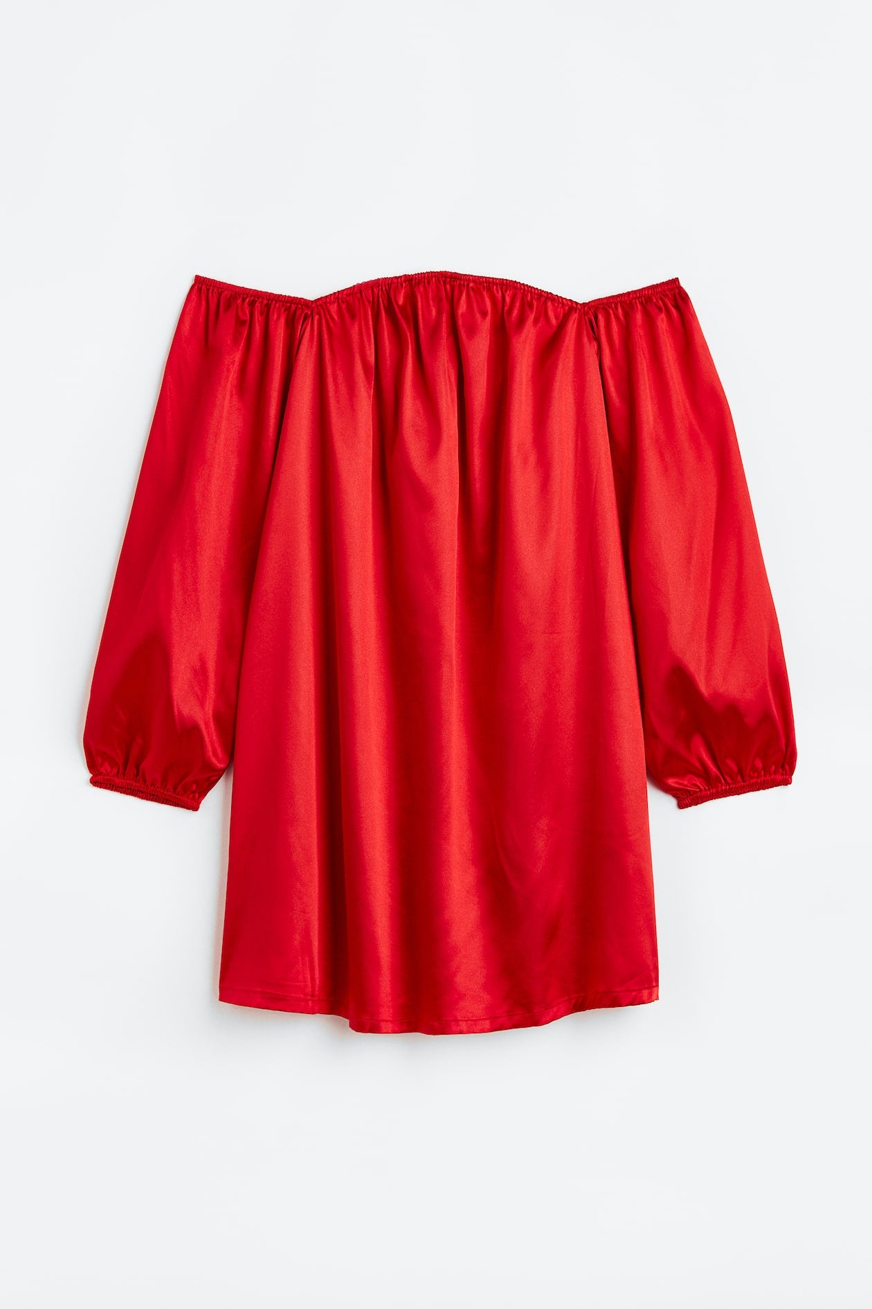 Off-Shoulder Satin Red Dress