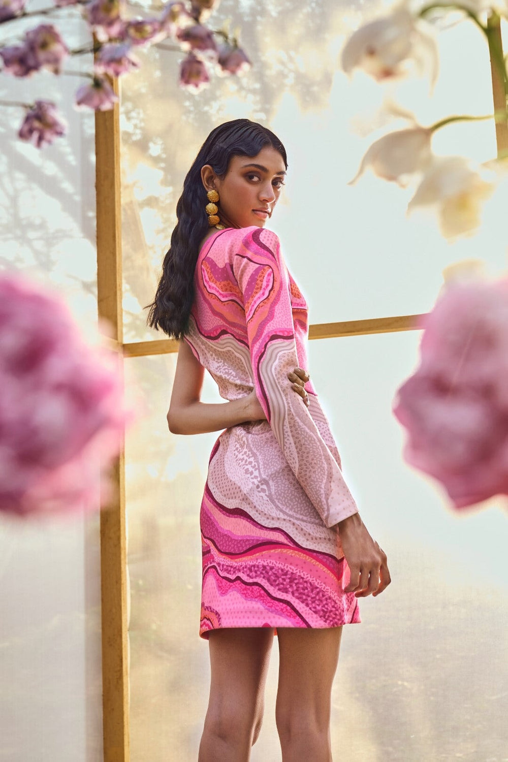 Pankaj & Nidhi Pink Printed Dress