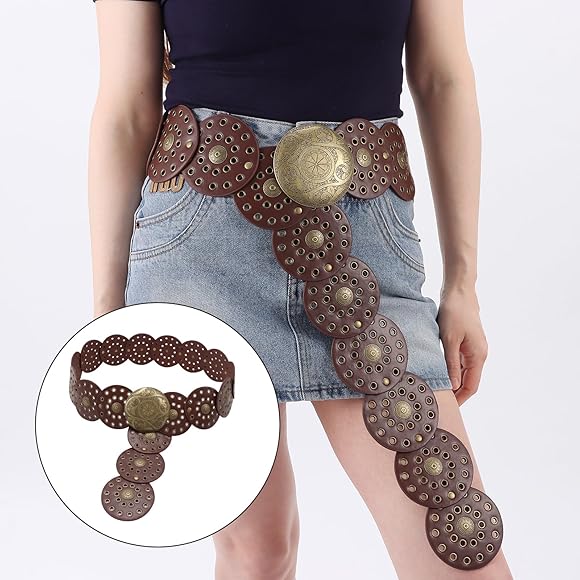 Hallow Disc Belt Western Style Metal Buckle Vintage Soft Belt