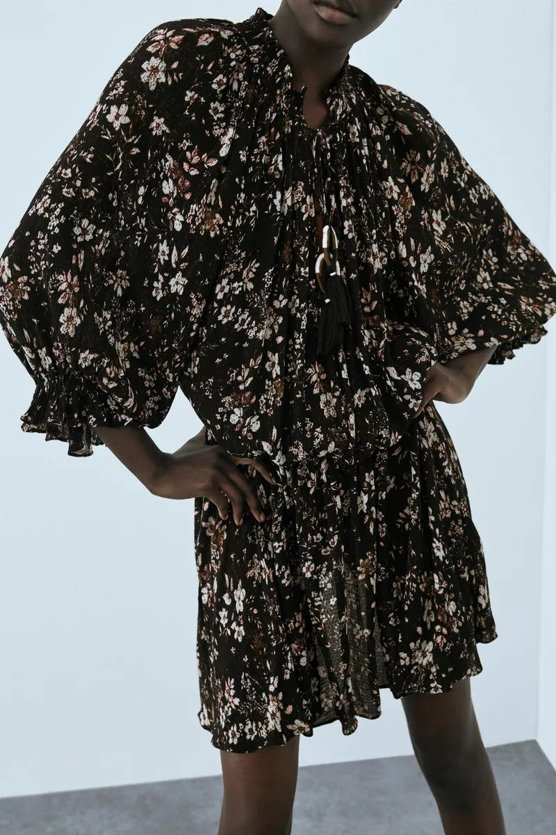 ZARA BLACK FLORAL DRESS