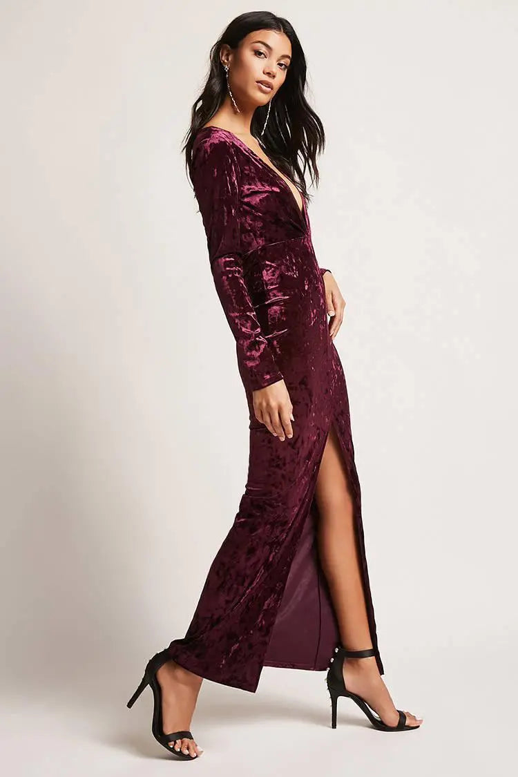 Crushed velvet best sale maxi dress