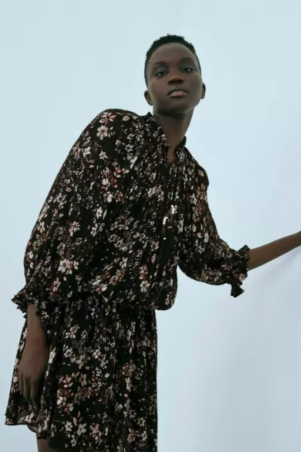 ZARA BLACK FLORAL DRESS