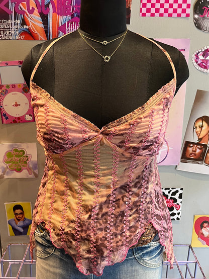Salmon Beaded Top