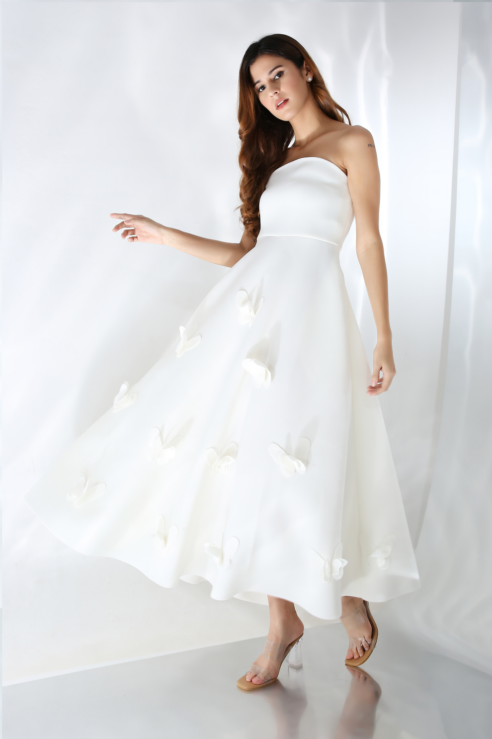 Ozeqo Butterfly White Dress