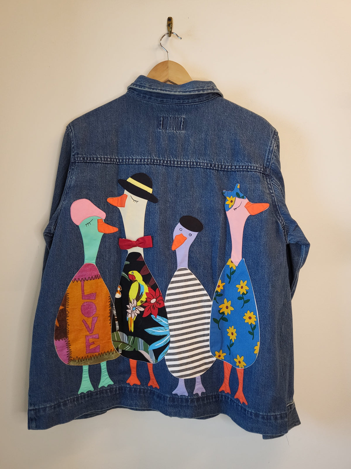 Coquette Geese Patchwork Denim Jacket
