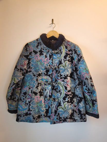 Velvet Jacquard Fur Collar Jacket