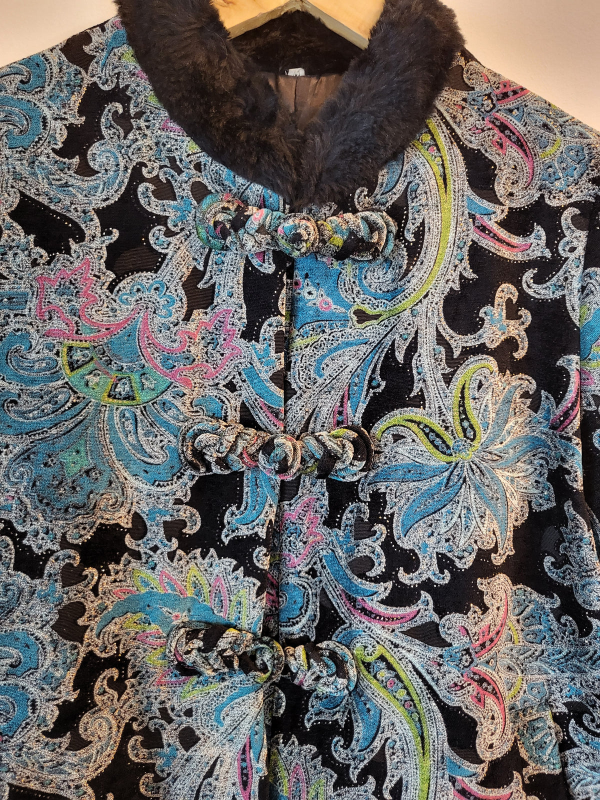 Velvet Jacquard Fur Collar Jacket