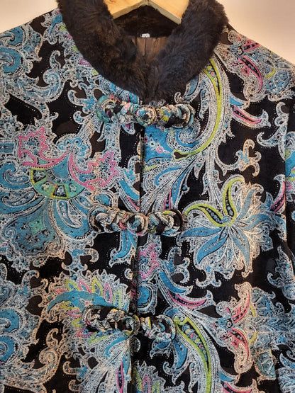 Velvet Jacquard Fur Collar Jacket