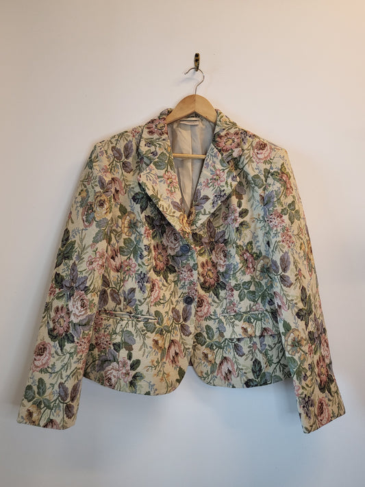 Jacquard Cream Floral Blazer