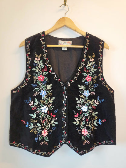 90s Velvet Embroidered Vest