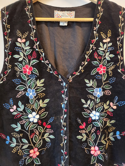 90s Velvet Embroidered Vest