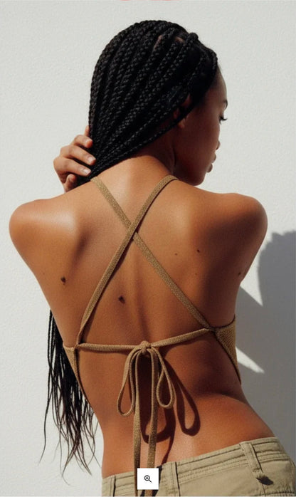 ZARA Metallic Halter Tie-up Top