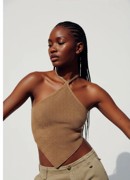ZARA Metallic Halter Tie-up Top