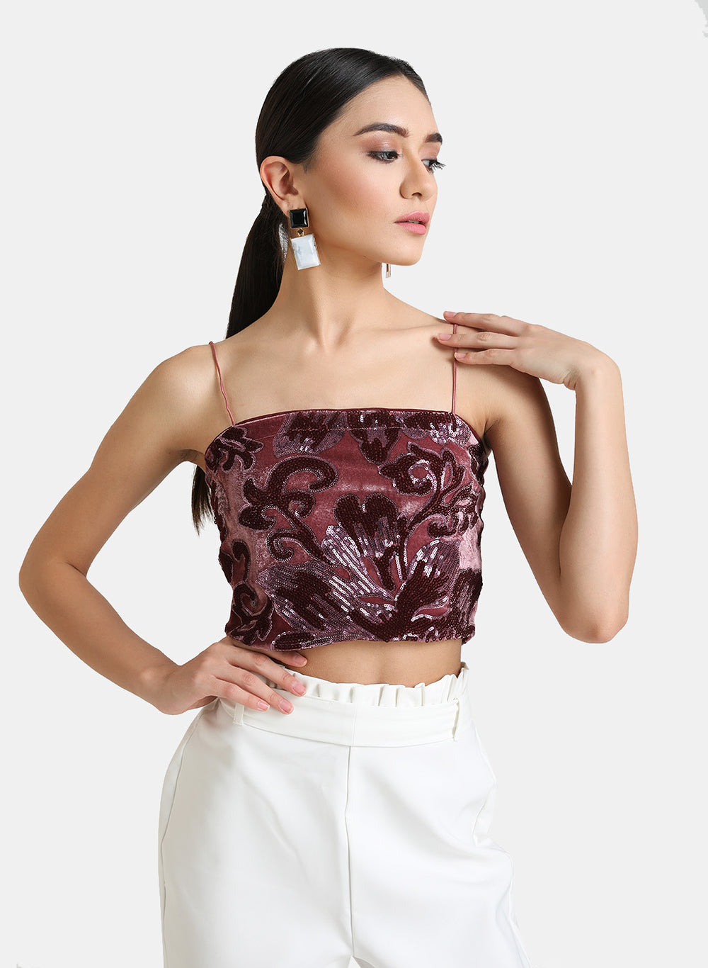 Kazo Velvet Sequin Crop Top