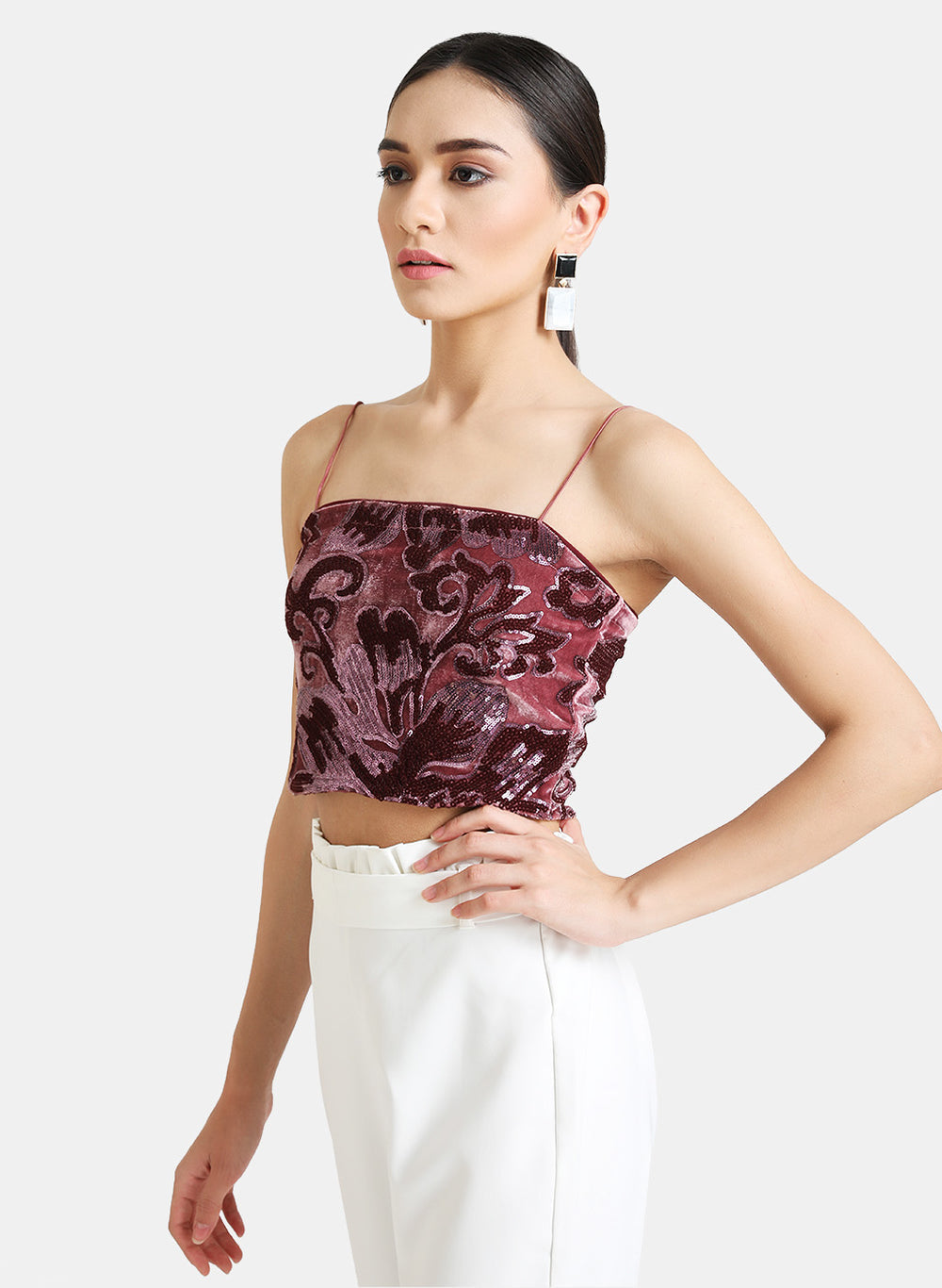 Kazo Velvet Sequin Crop Top