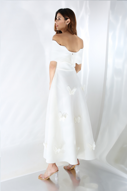 Ozeqo Butterfly White Dress