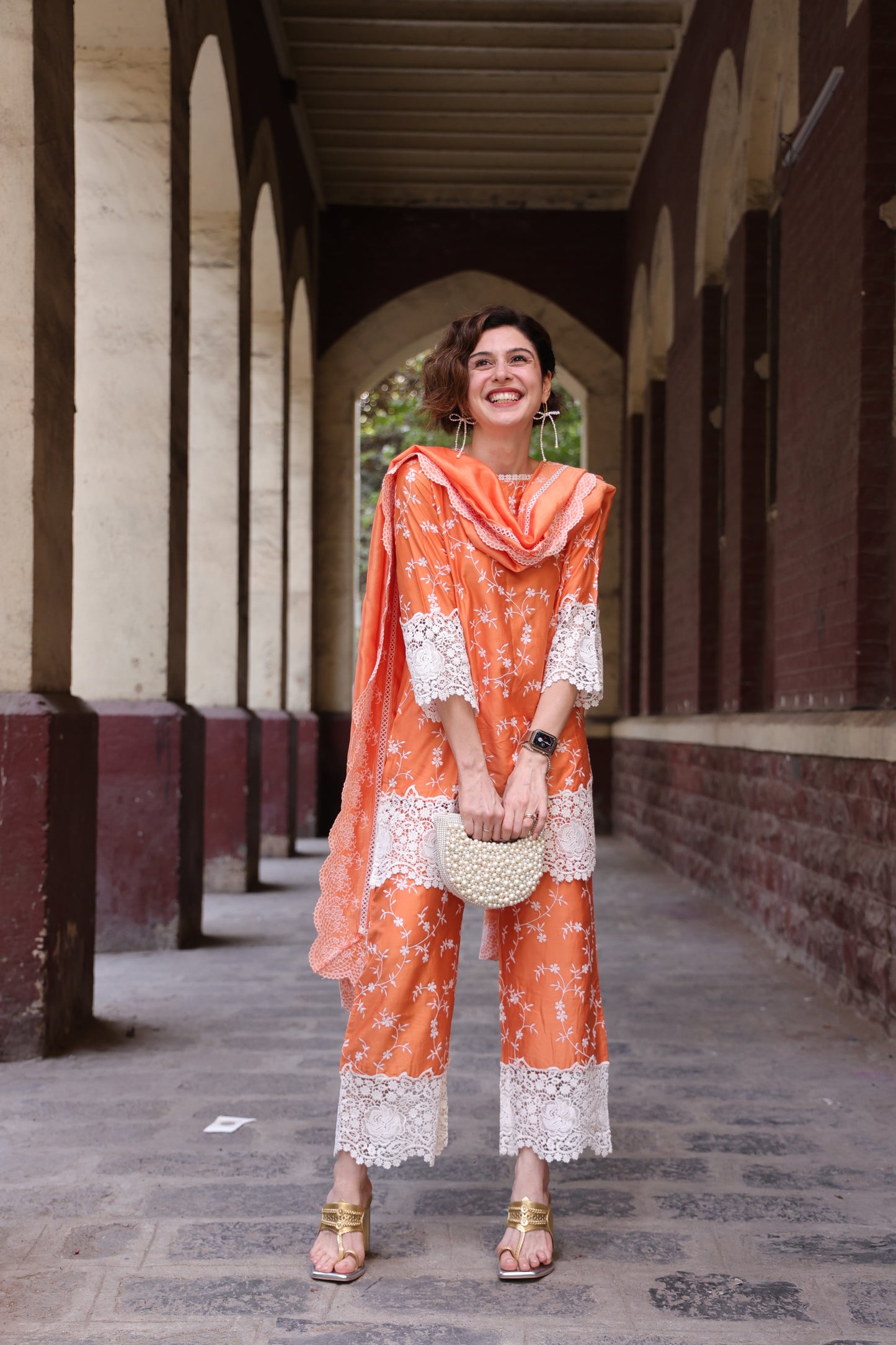 Mulmul Ornate Kurta Set (3 piece)