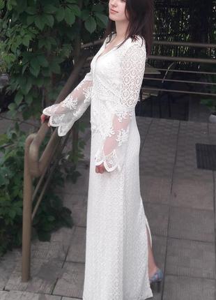 H&M Off White Net Maxi Dress