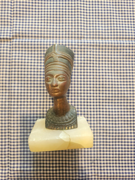 Antique Nefertiti Brass Bust