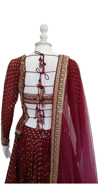 Anamika Khanna Maroon Lehenga Custom Made