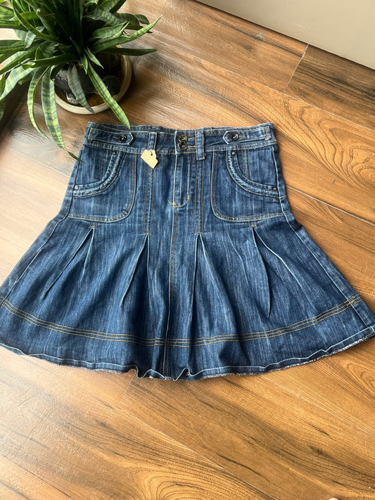 Long Flare Denim Skirt
