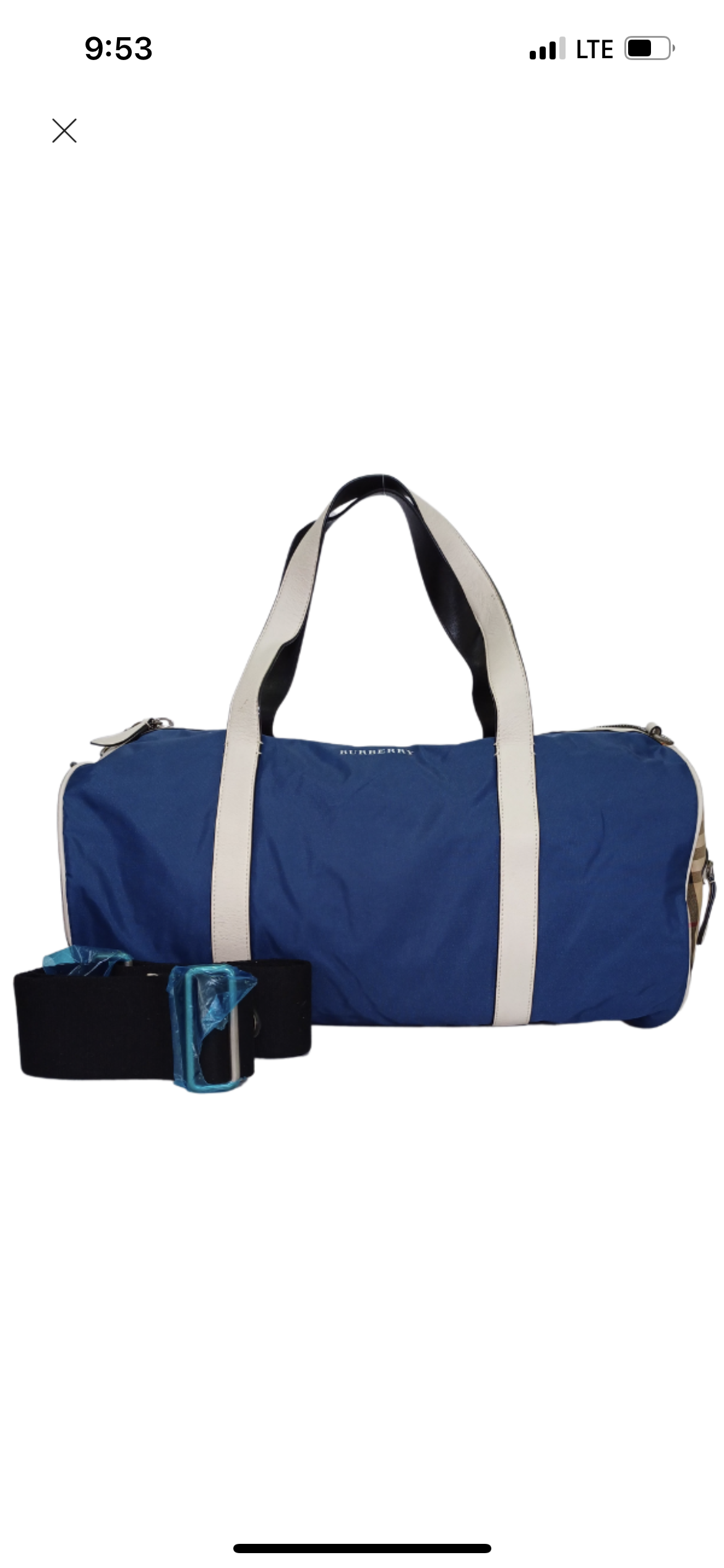 Burberry White/Blue Hand Duffle Bag