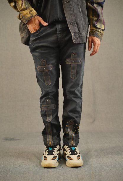 Diesel Black Leather Jeans