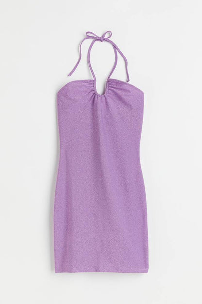 H&M Divided Lilac Shimmer Halter Neck Dress