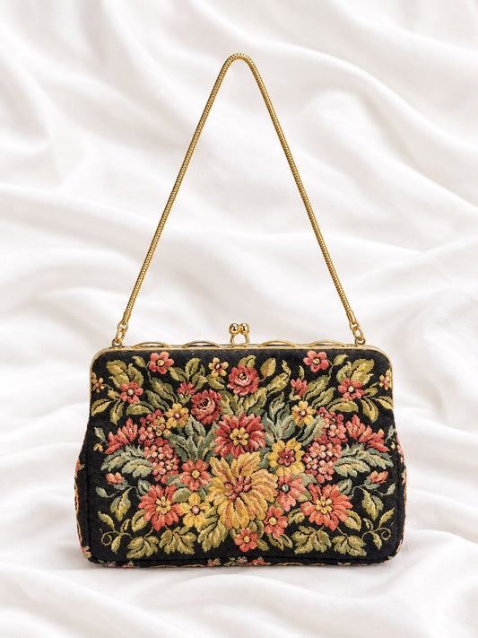 Black Floral Vintage Bag