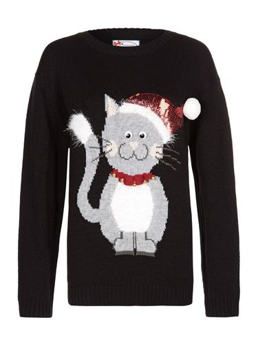 Grey Cat Christmas Sweater