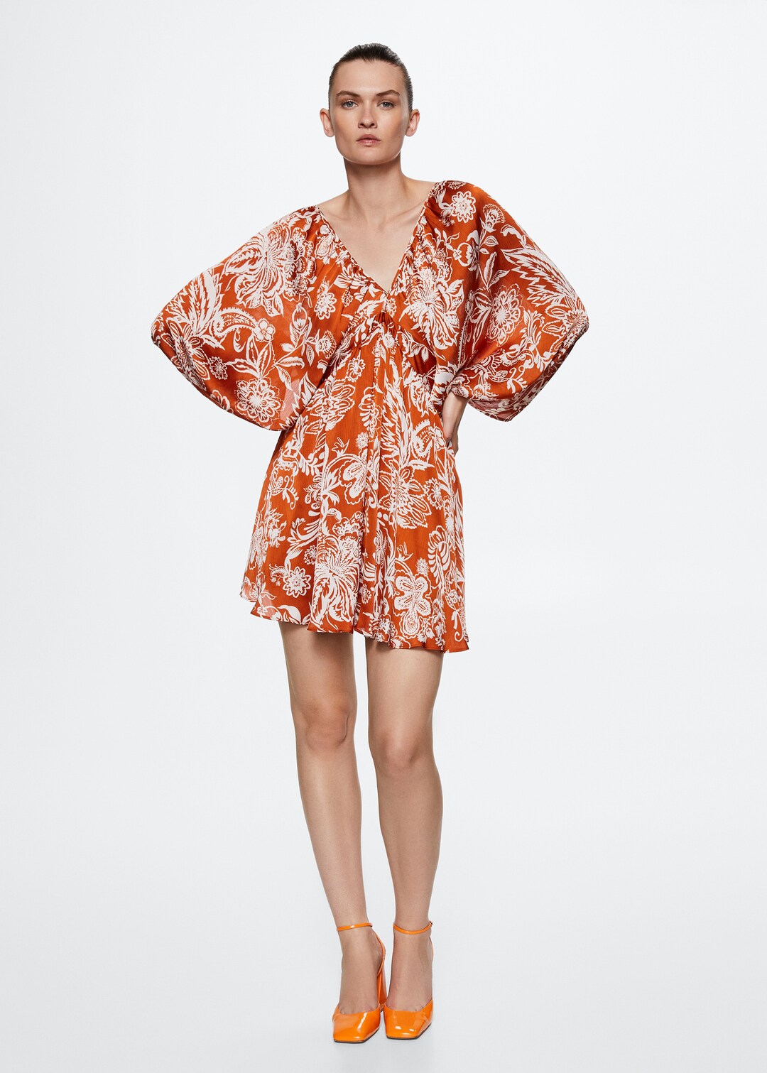 Mango Orange Floral Dress