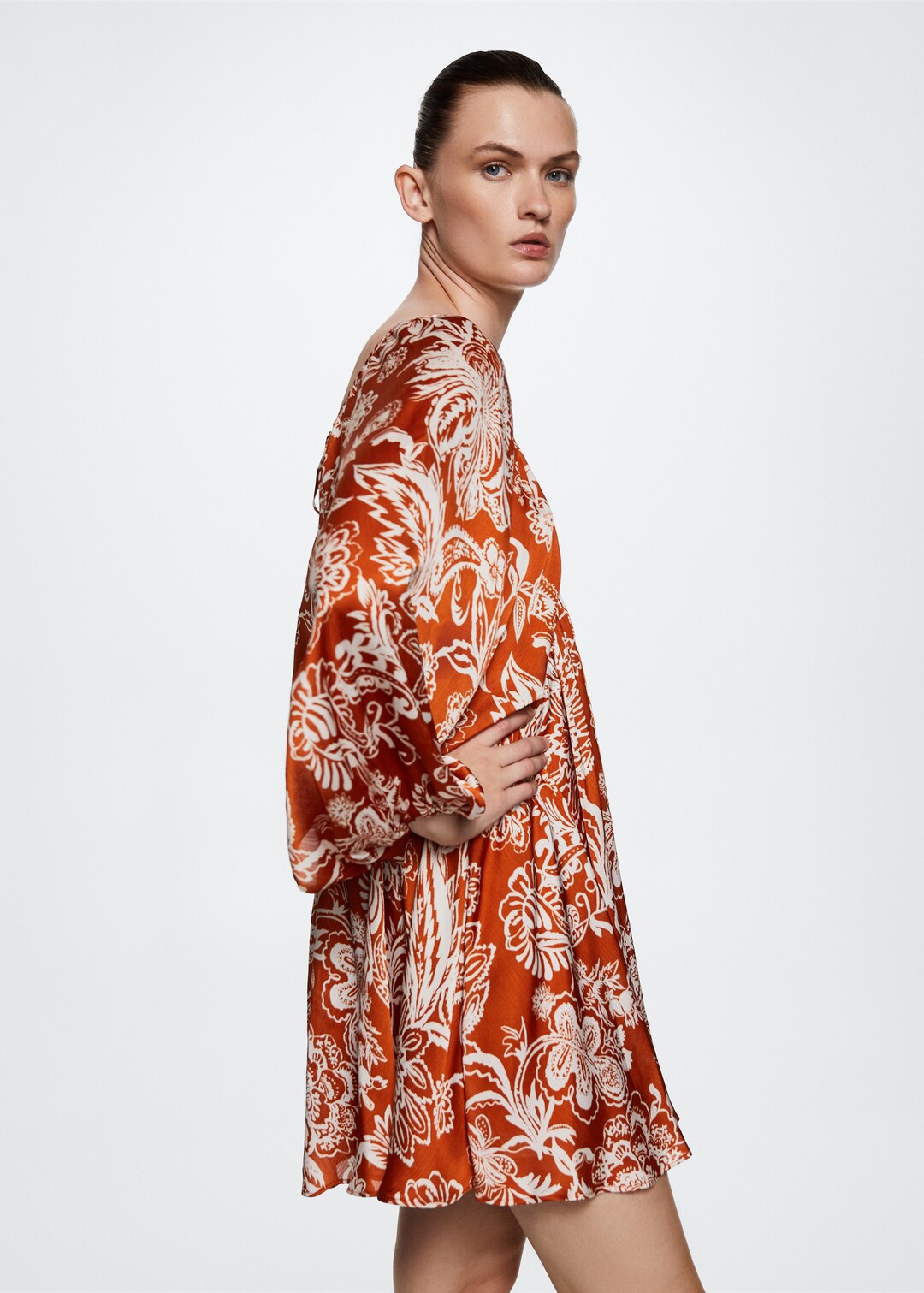 Mango Orange Floral Dress