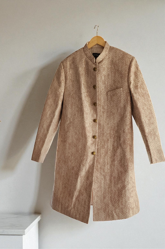 Kunal Rawal Salmon Pink- 3 piece Kurta Pants Sherwani