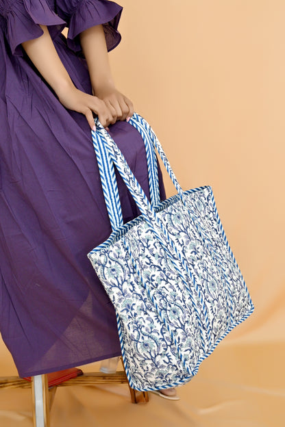 Sapphire Quilted Reversible Tote Bag