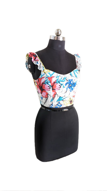 Bardot Floral Print Crop Top