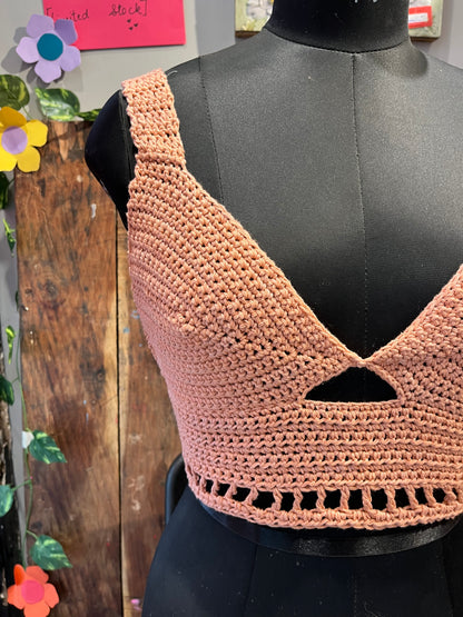 Peachy Blush Crochet Crop Top