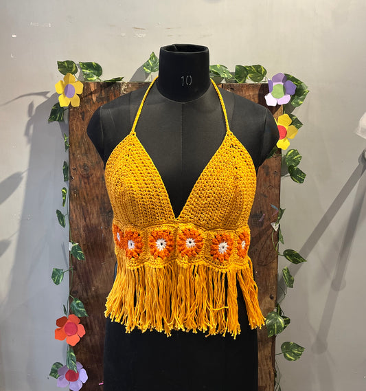 Yellow Blossom Crochet Top