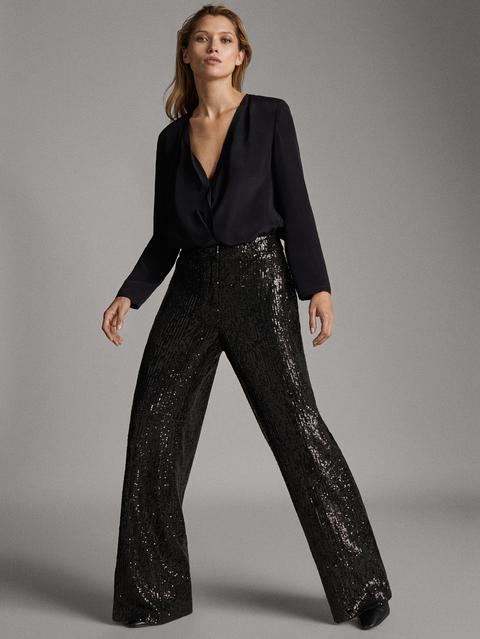 FLARED TROUSERS SEQUIN – Huala-Milano