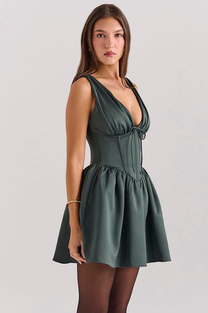 House of Cb Green Corset Dress