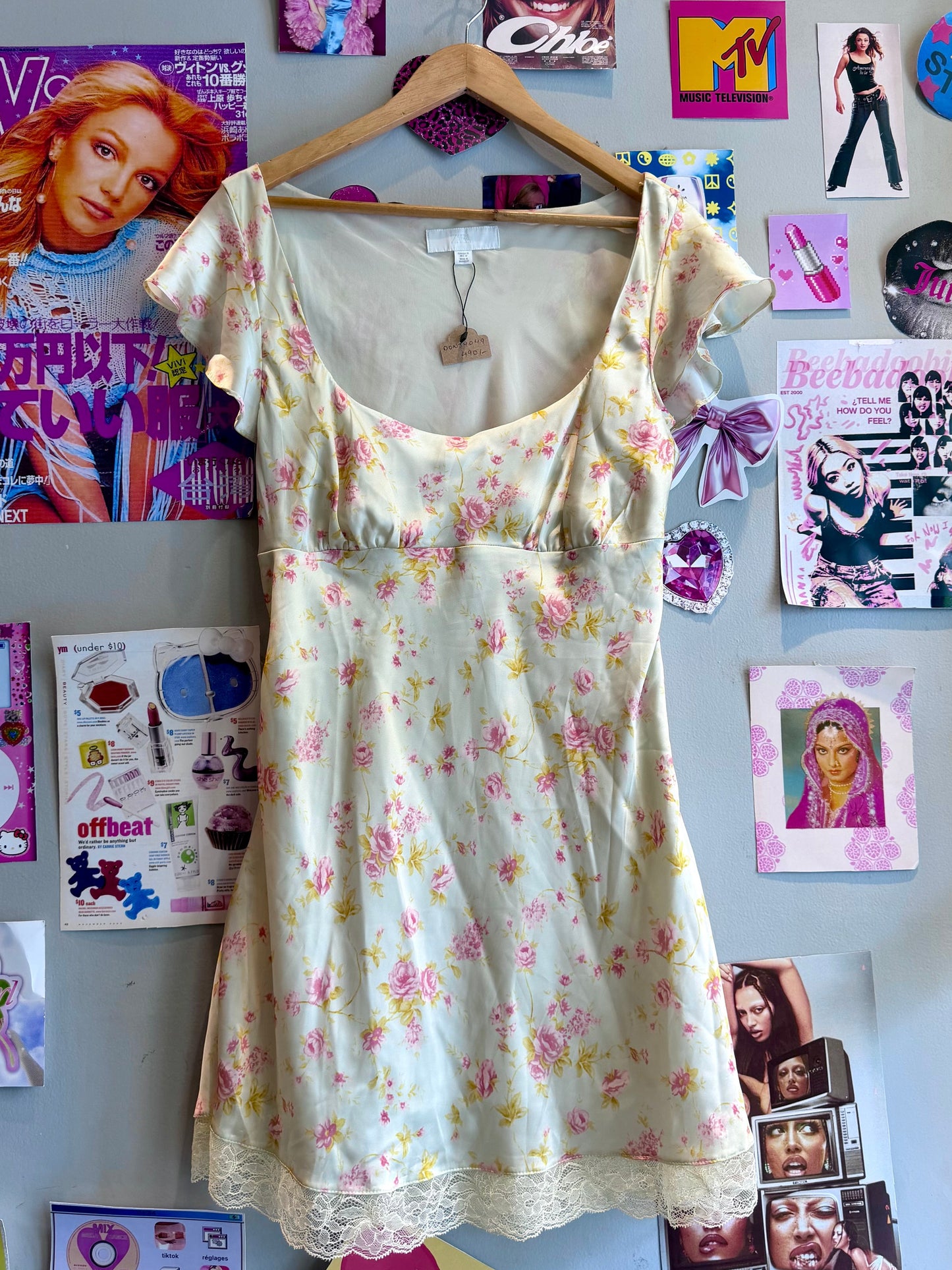 ZARA Floral Satin Short Dress
