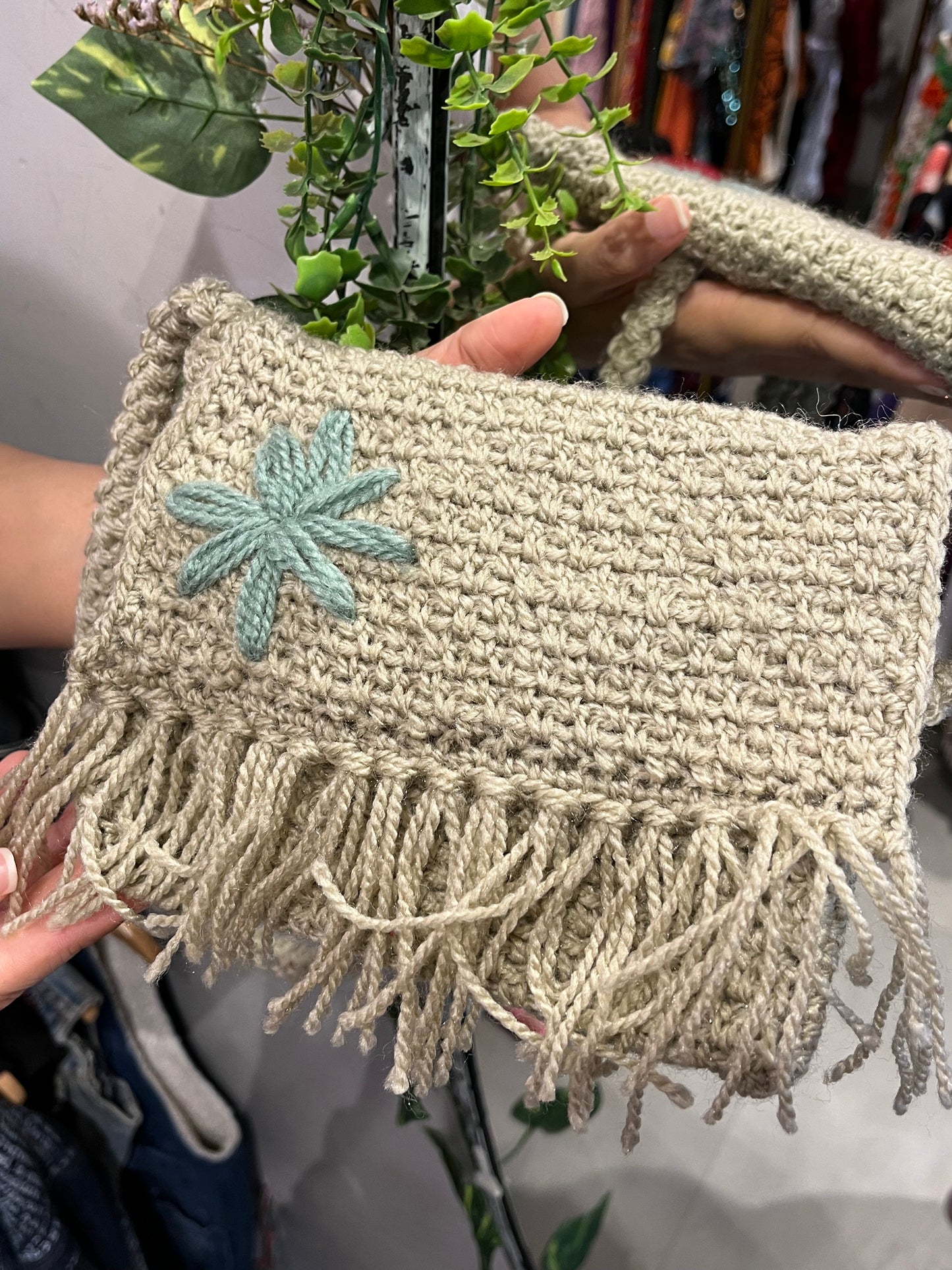 Beige Breeze Crochet Sling Bag