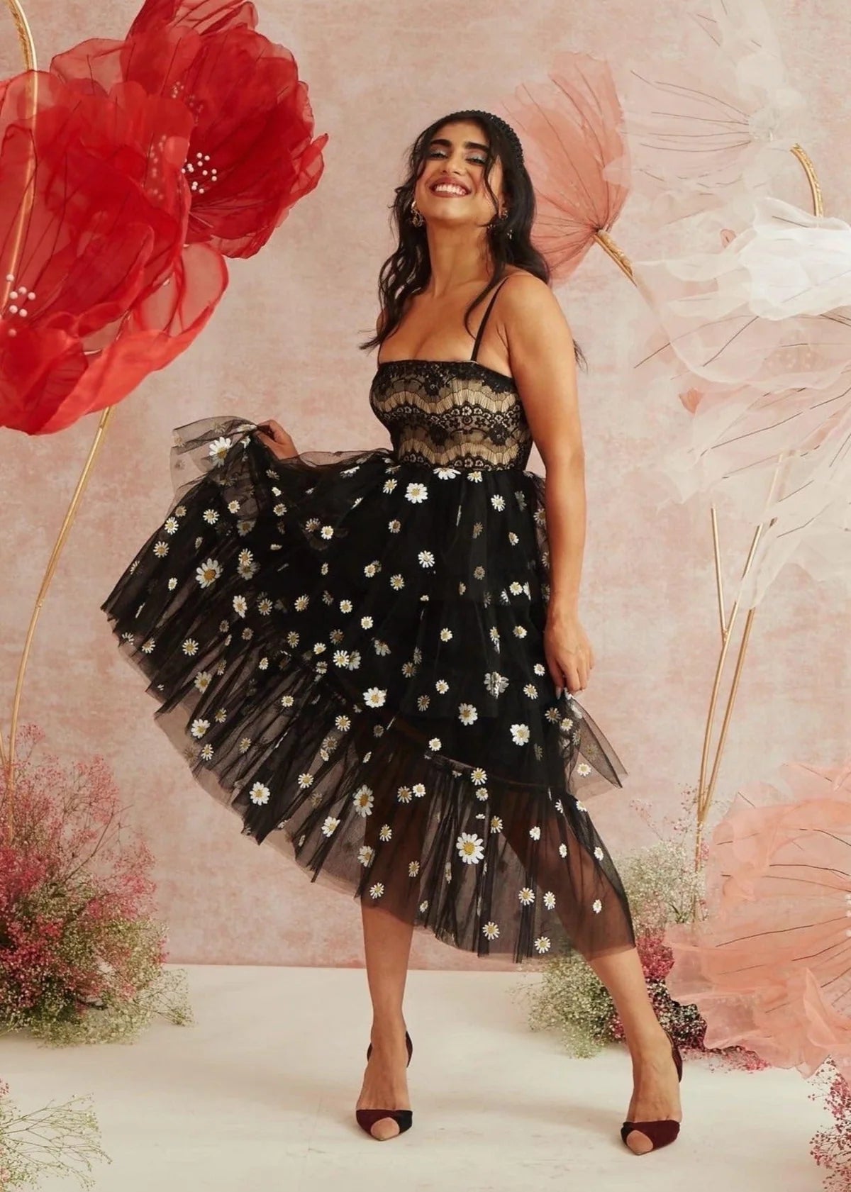 Lea Black Floral Dress