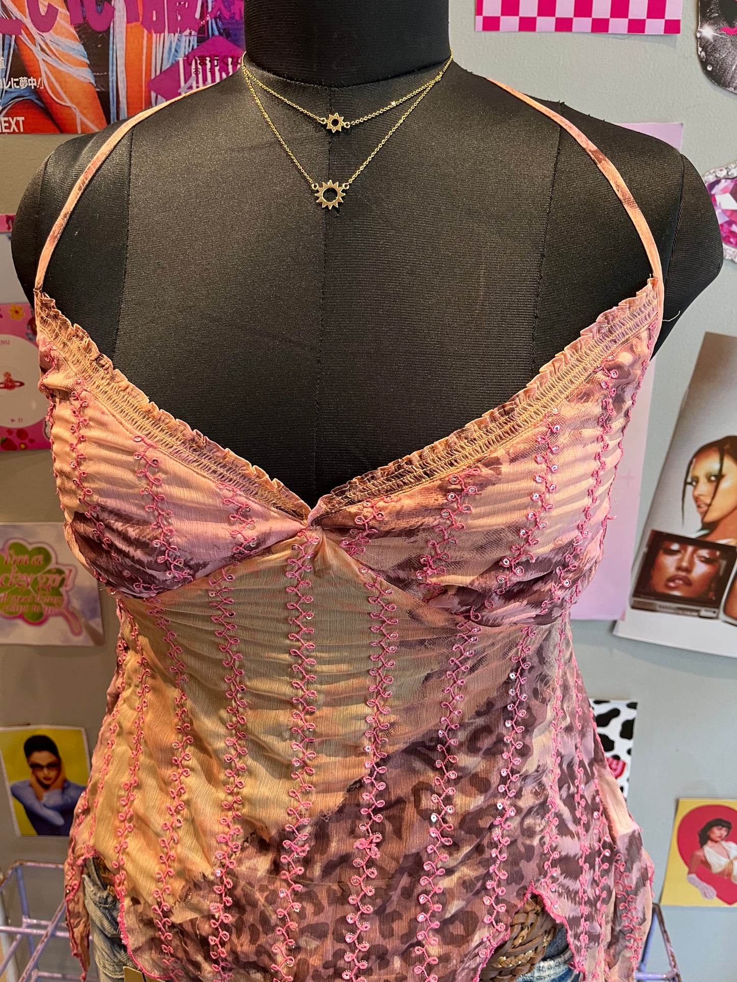 Salmon Beaded Top